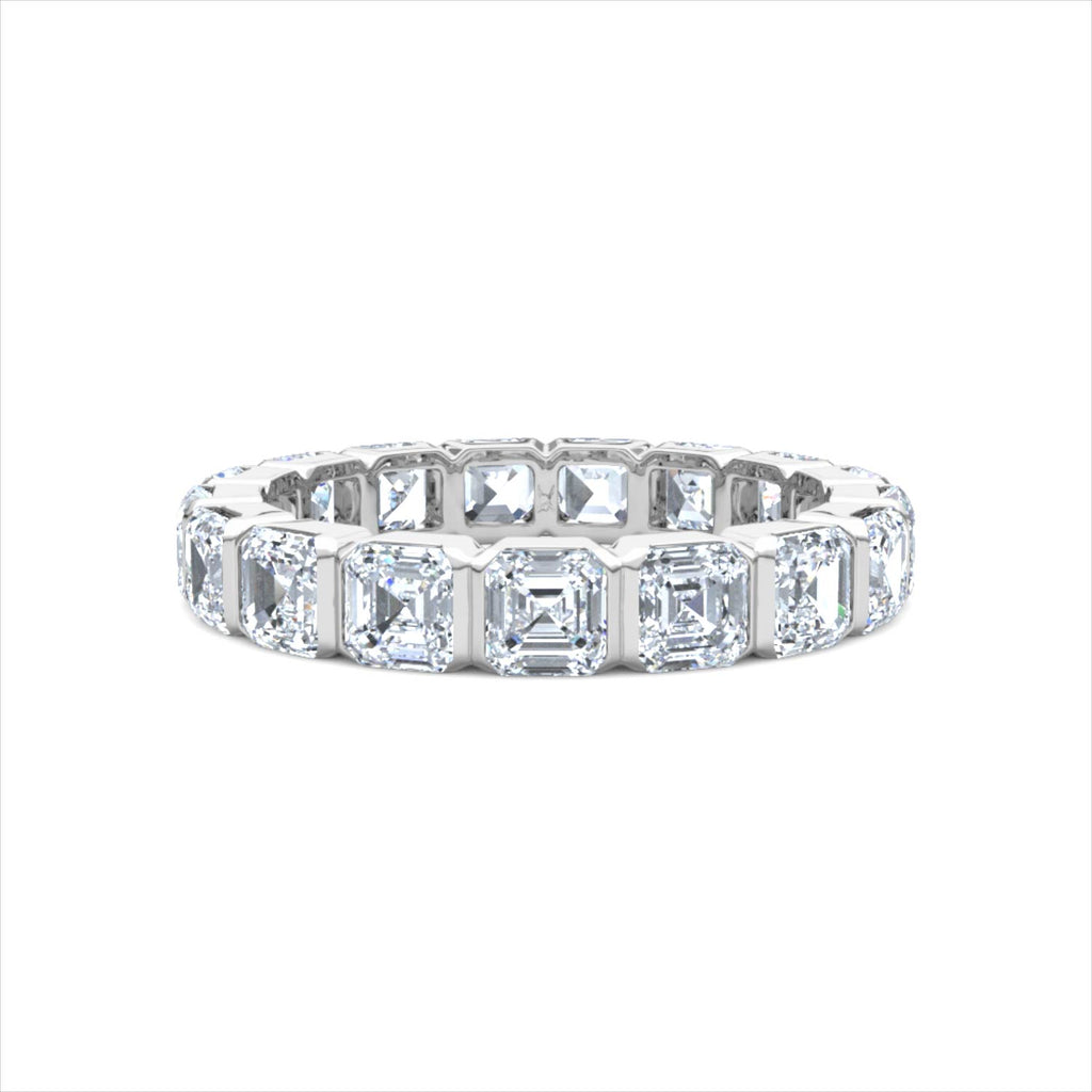 Sempre Bezel Asscher Cut 3.00ct Lab Diamond Eternity Ring in 18K White Gold