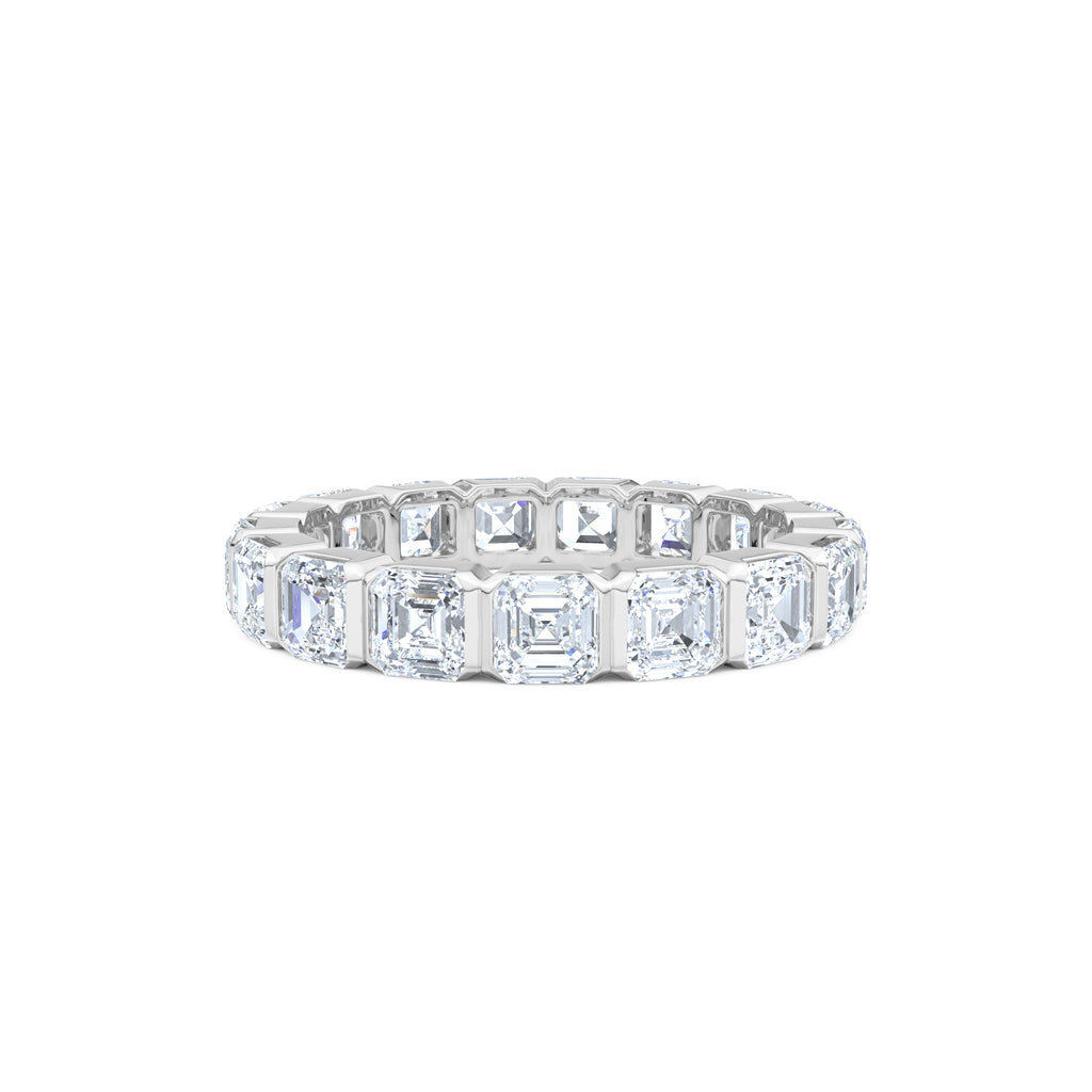 Sempre Bezel Asscher Cut 3.00ct Lab Diamond Eternity Ring in 18K White Gold