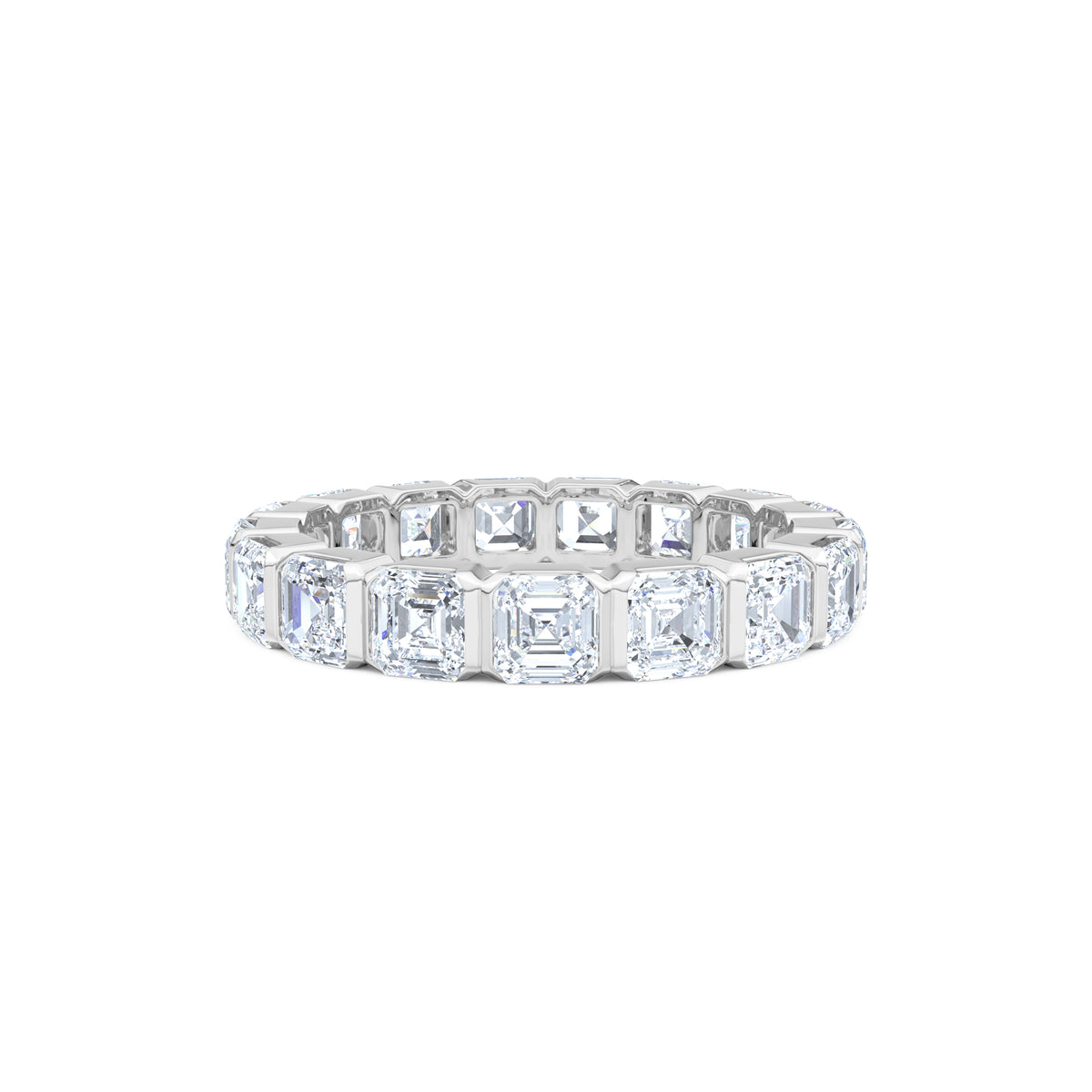 Sempre Bezel Asscher Cut 3.00ct Lab Diamond Eternity Ring in 18K White Gold