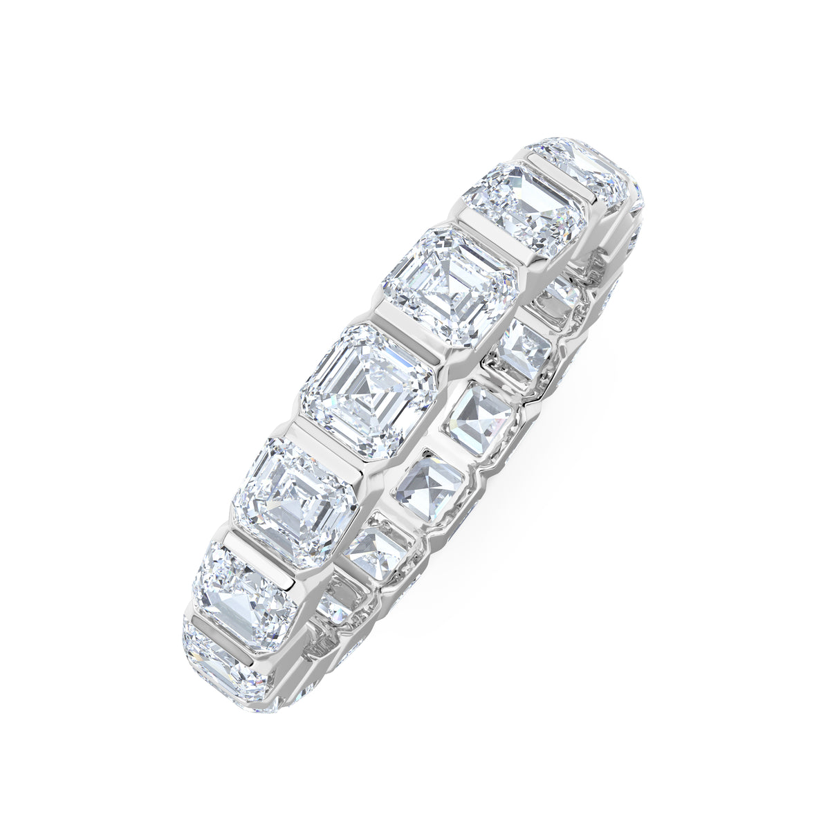 Sempre Bezel Asscher Cut 3.00ct Lab Diamond Eternity Ring in 18K White Gold