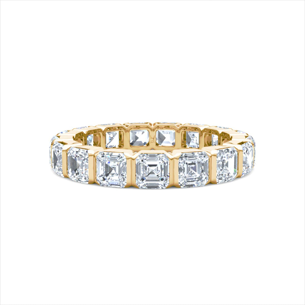 Sempre Bezel Asscher Cut 3.00ct Lab Diamond Eternity Ring in 18K Yellow Gold