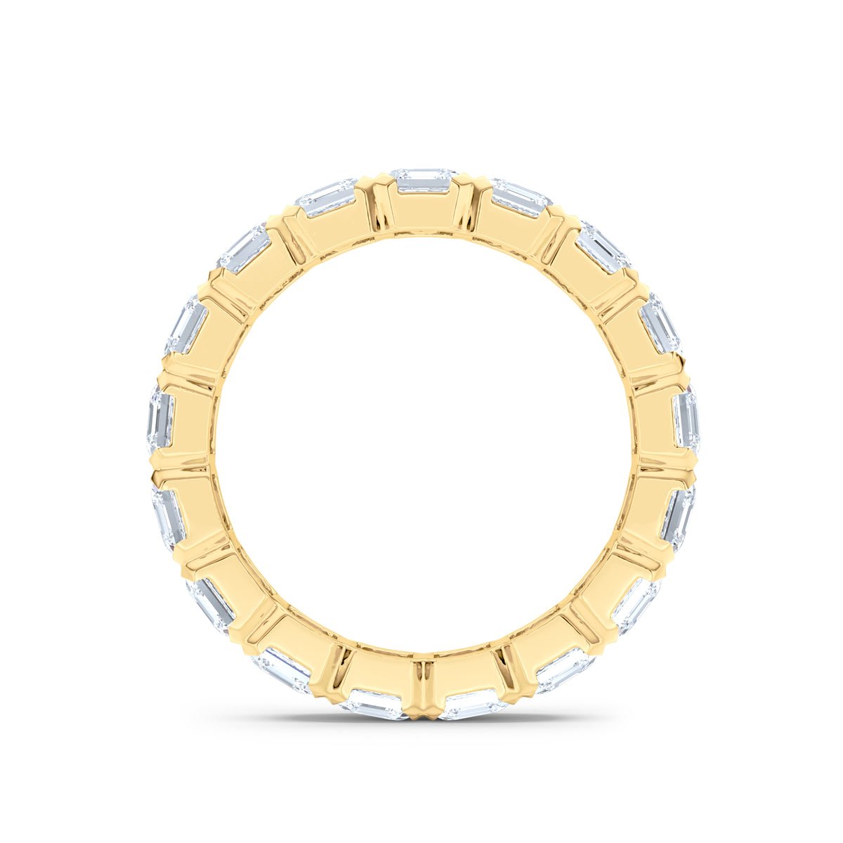 Sempre Bezel Asscher Cut 3.00ct Lab Diamond Eternity Ring in 18K Yellow Gold