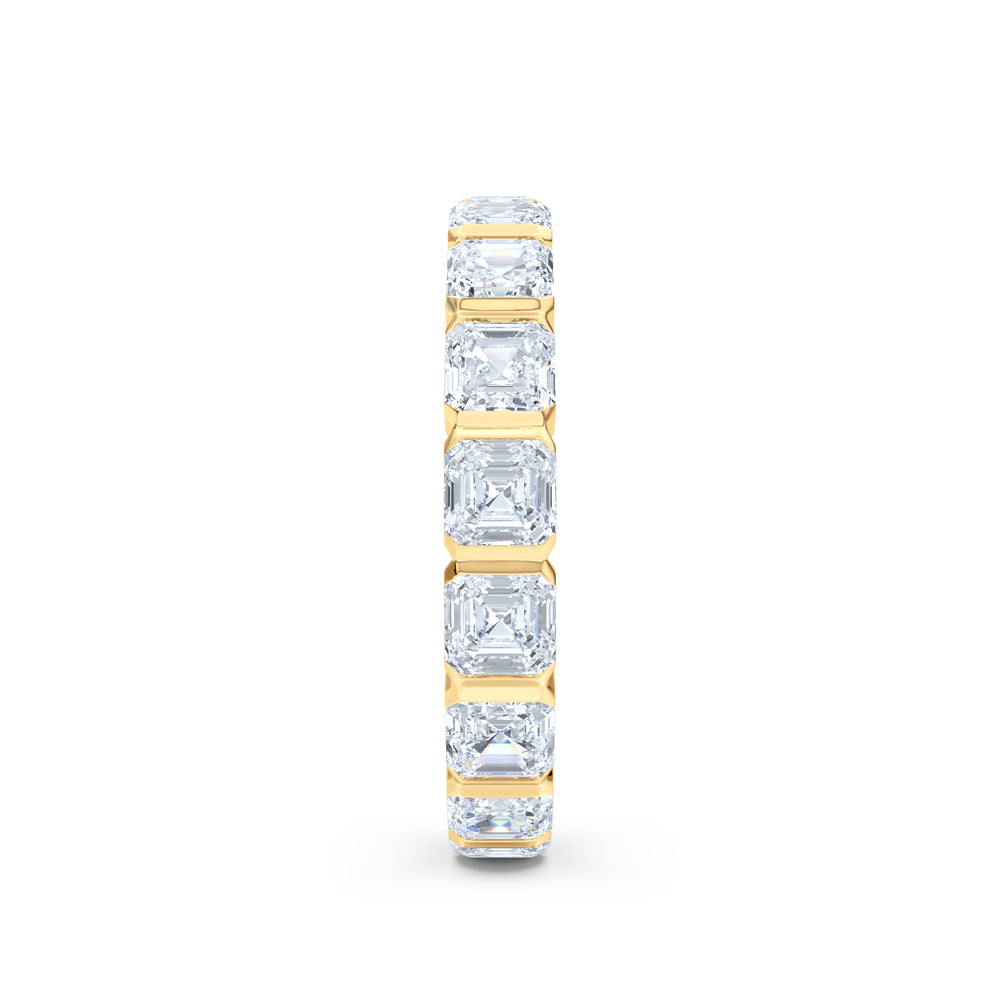 Sempre Bezel Asscher Cut 3.00ct Lab Diamond Eternity Ring in 18K Yellow Gold