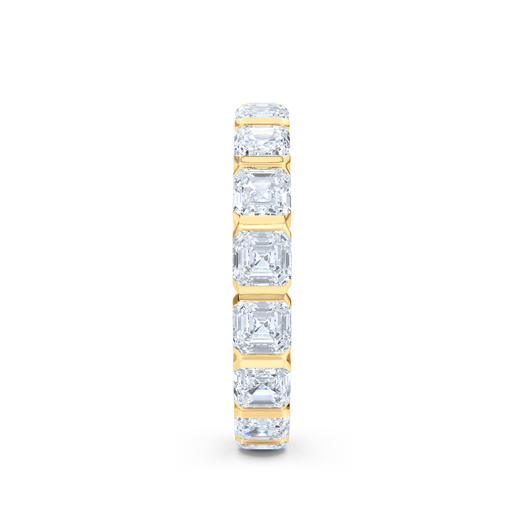 Sempre Bezel Asscher Cut 3.00ct Lab Diamond Eternity Ring in 18K Yellow Gold