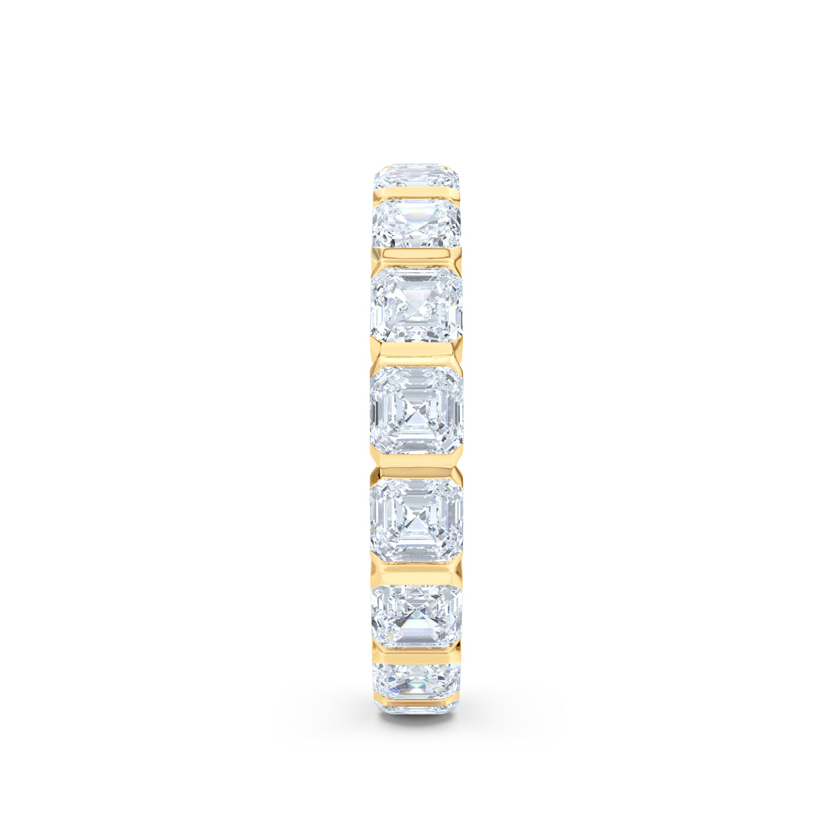 Sempre Bezel Asscher Cut 3.00ct Lab Diamond Eternity Ring in 18K Yellow Gold