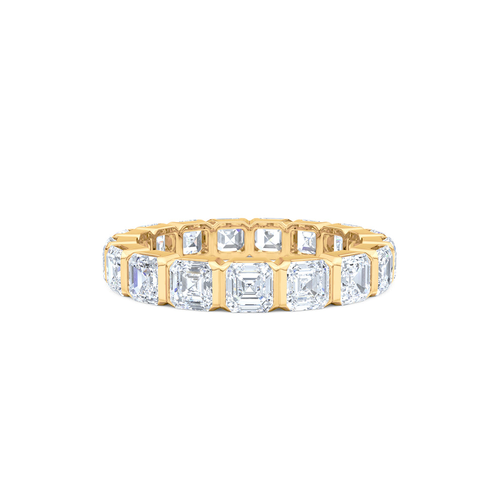 Sempre Bezel Asscher Cut 3.00ct Lab Diamond Eternity Ring in 18K Yellow Gold