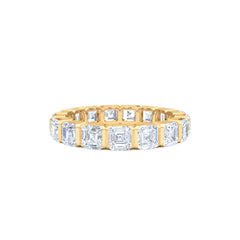 Sempre Bezel Asscher Cut 3.00ct Lab Diamond Eternity Ring in 18K Yellow Gold