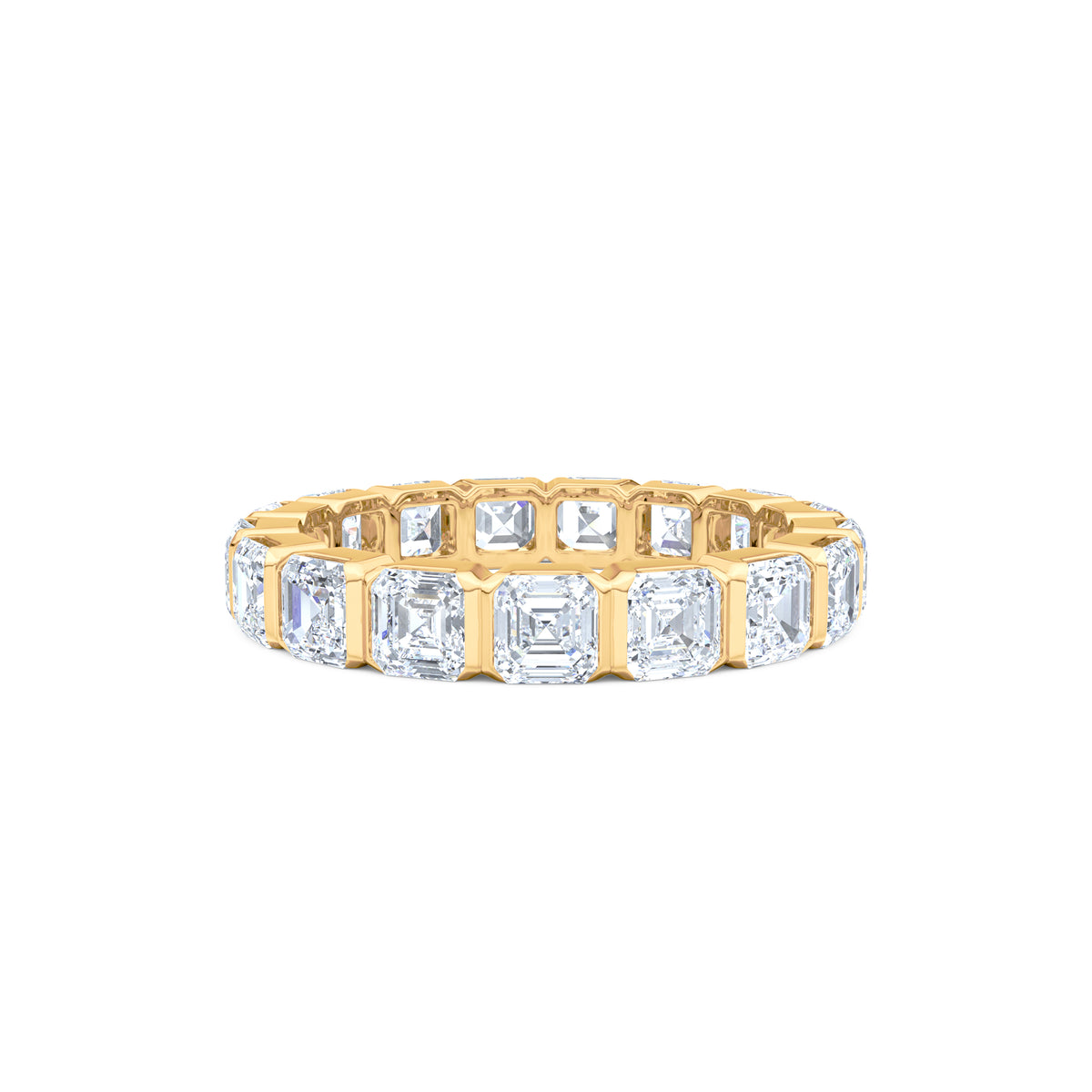 Sempre Bezel Asscher Cut 3.00ct Lab Diamond Eternity Ring in 18K Yellow Gold