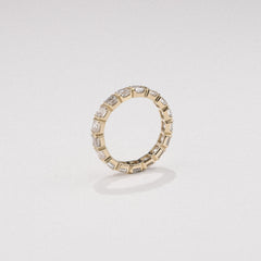 Sempre Bezel Asscher Cut 3.00ct Lab Diamond Eternity Ring in 18K Yellow Gold