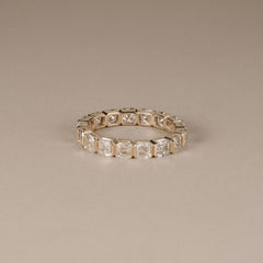 Sempre Bezel Asscher Cut 3.00ct Lab Diamond Eternity Ring in 18K Yellow Gold