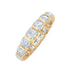 Sempre Bezel Asscher Cut 3.00ct Lab Diamond Eternity Ring in 18K Yellow Gold