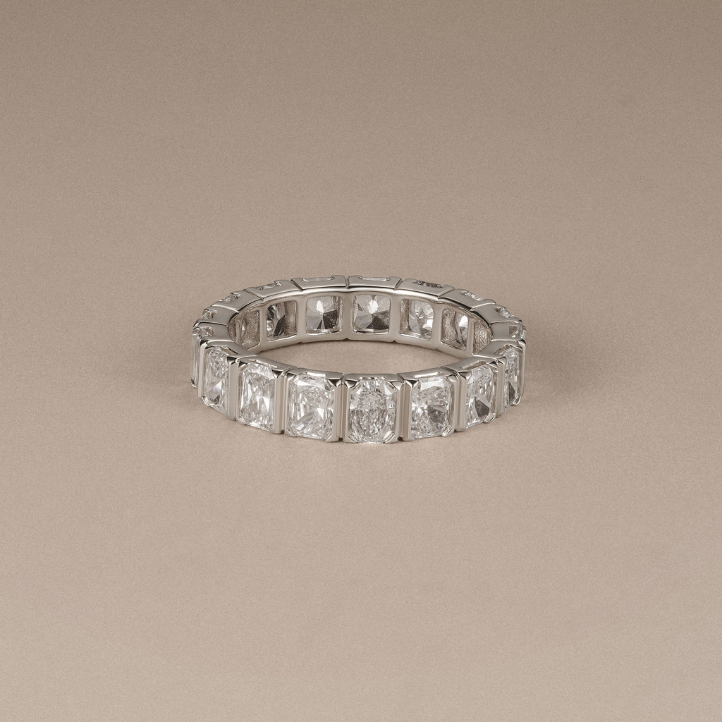 Sempre Bezel Radiant Cut 3.00ct Lab Diamond Eternity Ring in 18K White Gold