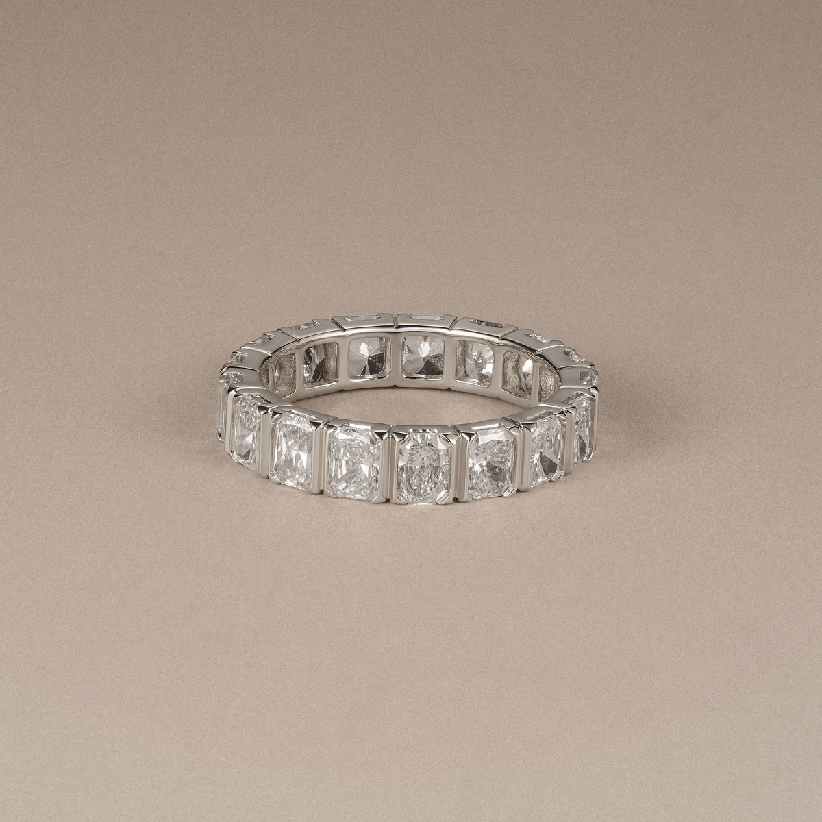 Sempre Bezel Radiant Cut 3.00ct Lab Diamond Eternity Ring in 18K White Gold