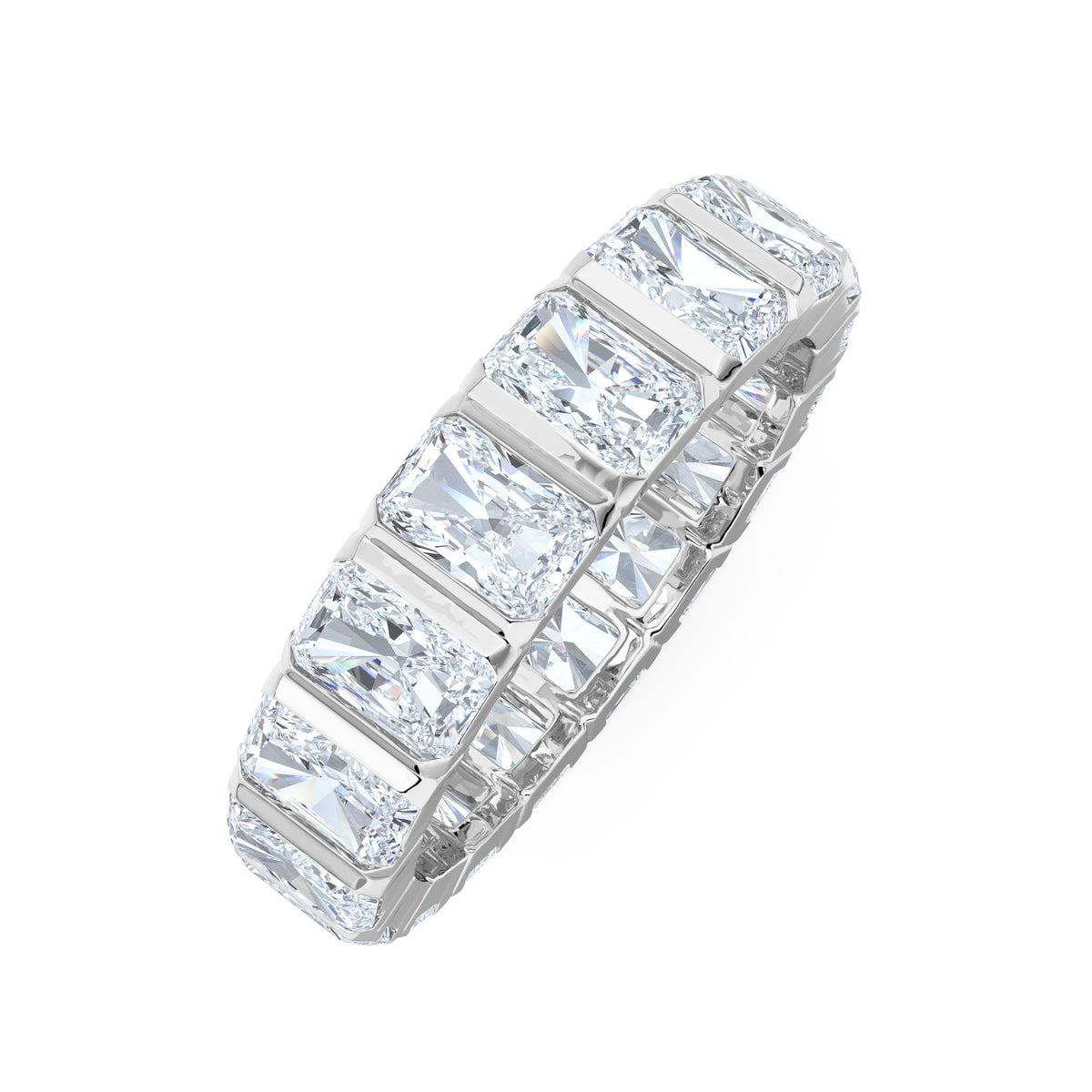 Sempre Bezel Radiant Cut 3.00ct Lab Diamond Eternity Ring in 18K White Gold