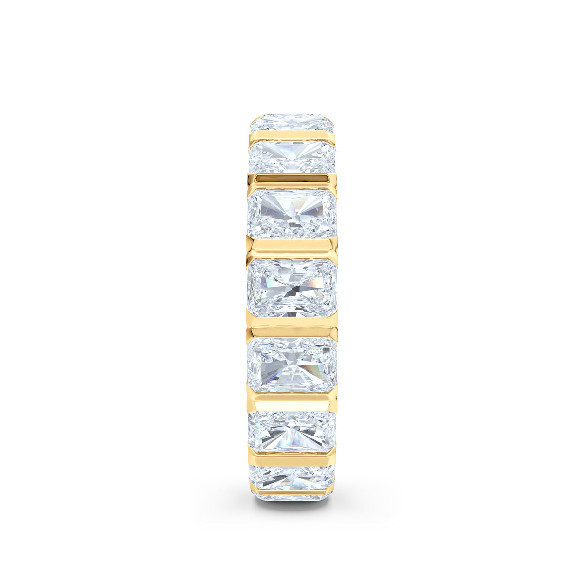 Sempre Bezel Radiant Cut 3.00ct Lab Diamond Eternity Ring in 18K Yellow Gold