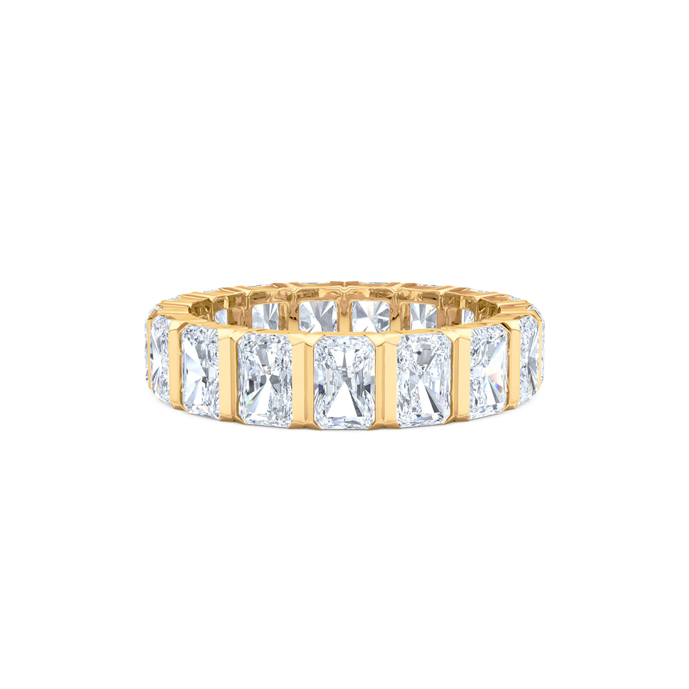 Sempre Bezel Radiant Cut 3.00ct Lab Diamond Eternity Ring in 18K Yellow Gold