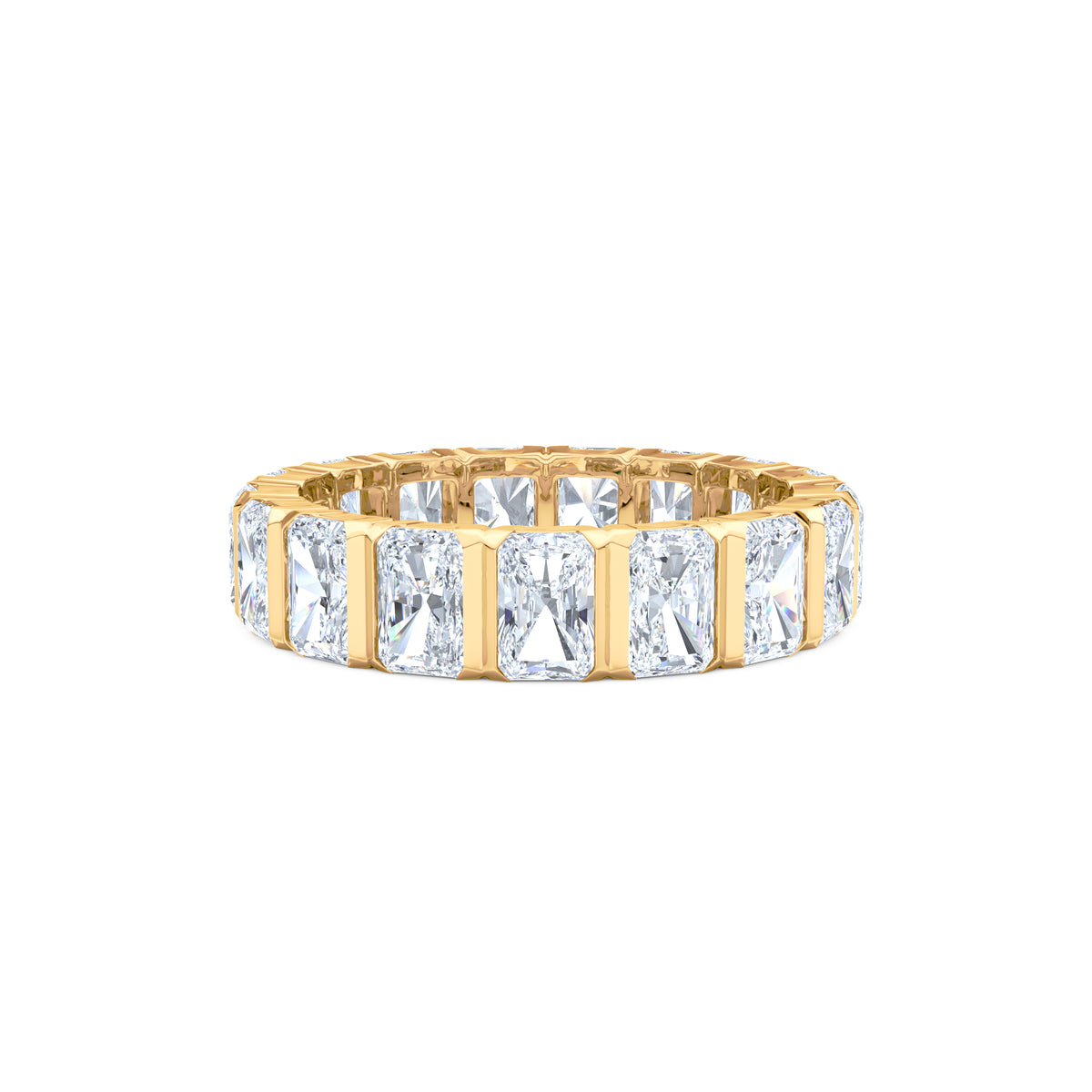 Sempre Bezel Radiant Cut 3.00ct Lab Diamond Eternity Ring in 18K Yellow Gold