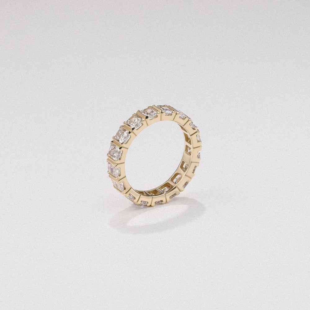 Sempre Bezel Radiant Cut 3.00ct Lab Diamond Eternity Ring in 18K Yellow Gold