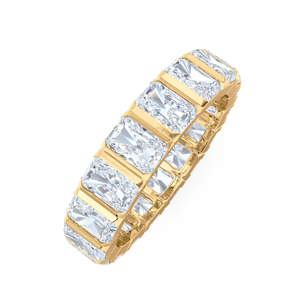 Sempre Bezel Radiant Cut 3.00ct Lab Diamond Eternity Ring in 18K Yellow Gold