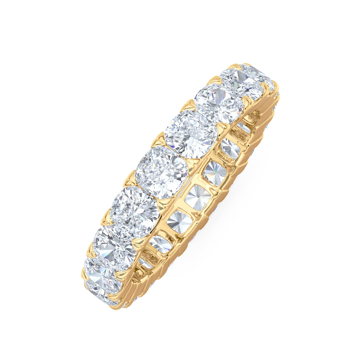 Sempre Cusion Cut 3.00ct Lab Diamond Eternity Ring in 18K Yellow Gold