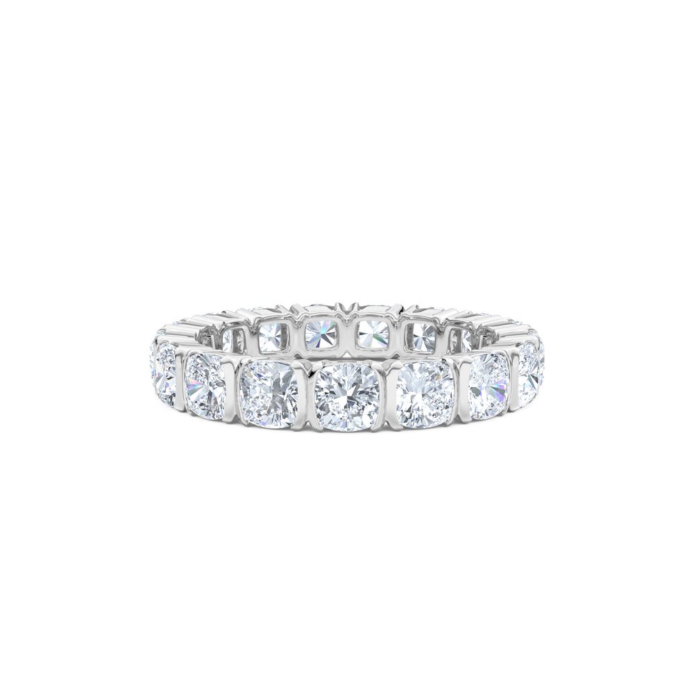 Sempre Bezel Cusion Cut 3.00ct Lab Diamond Eternity Ring in 18K White Gold
