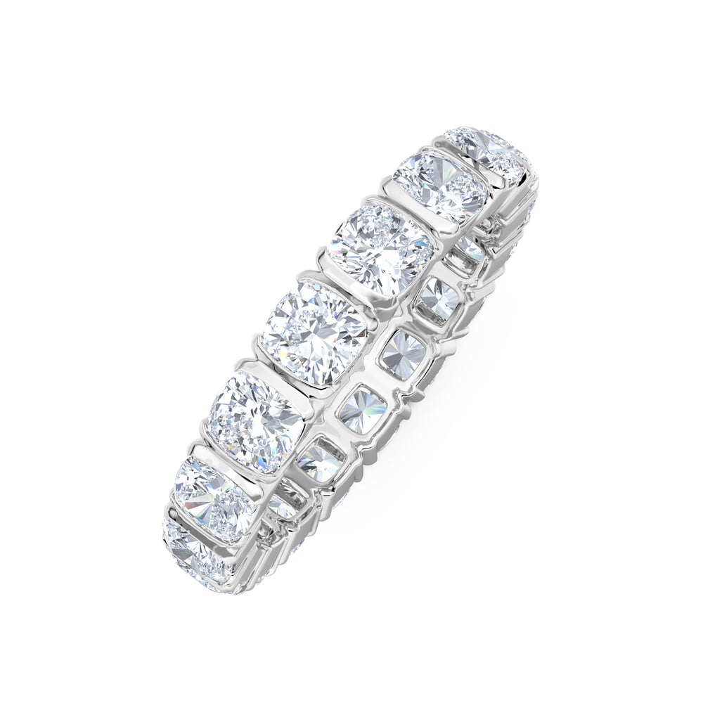 Sempre Bezel Cusion Cut 3.00ct Lab Diamond Eternity Ring in 18K White Gold