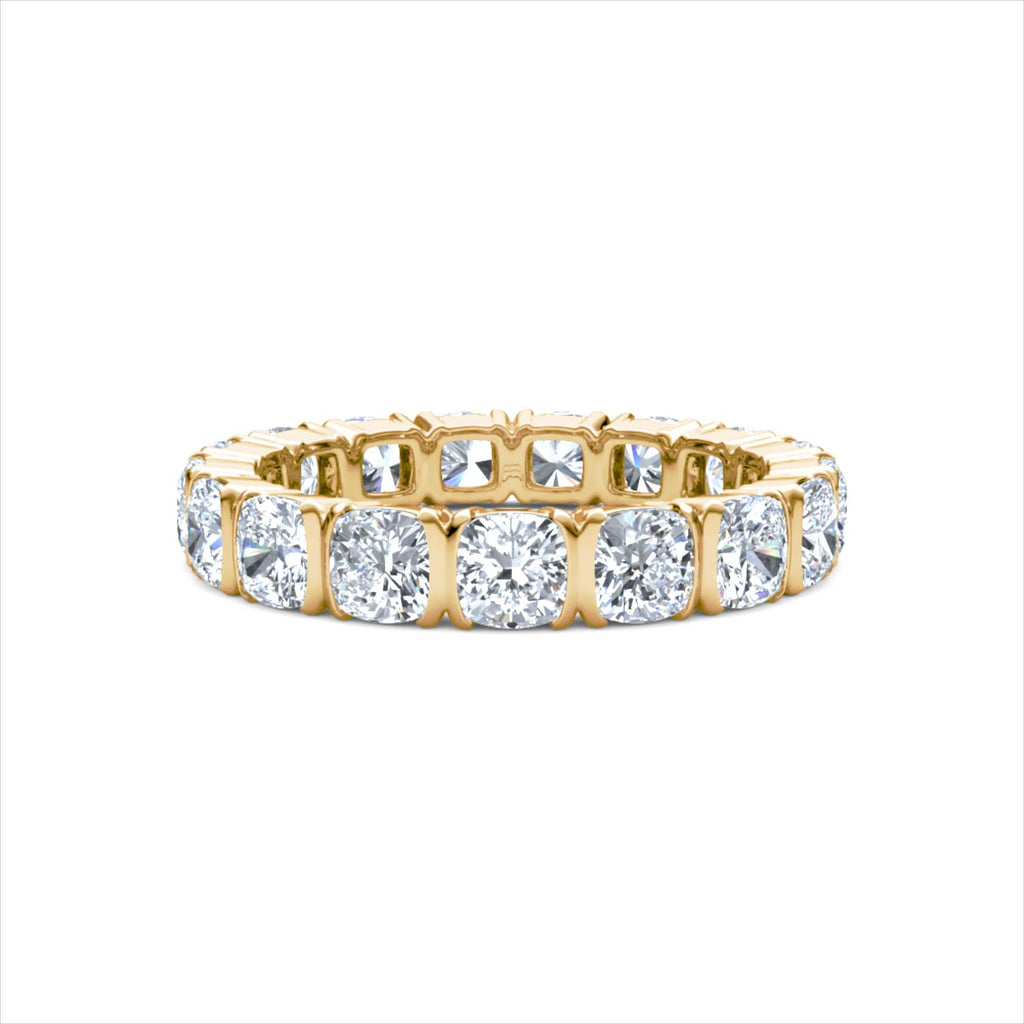 Sempre Bezel Cusion Cut 3.00ct Lab Diamond Eternity Ring in 18K Yellow Gold