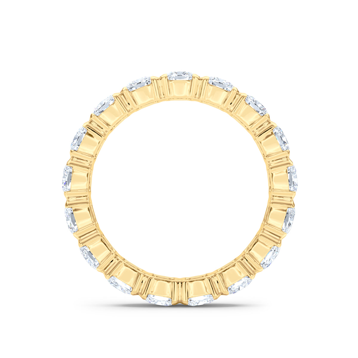 Sempre Bezel Cusion Cut 3.00ct Lab Diamond Eternity Ring in 18K Yellow Gold