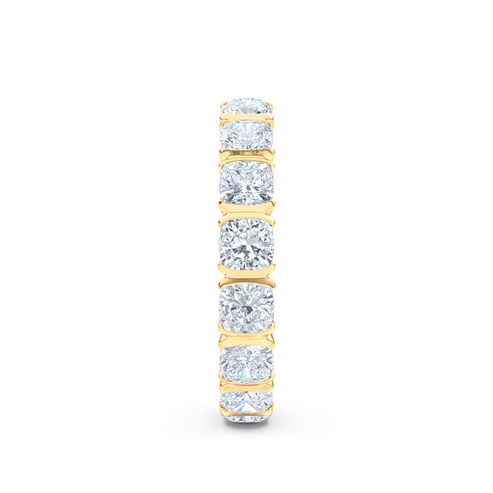 Sempre Bezel Cusion Cut 3.00ct Lab Diamond Eternity Ring in 18K Yellow Gold