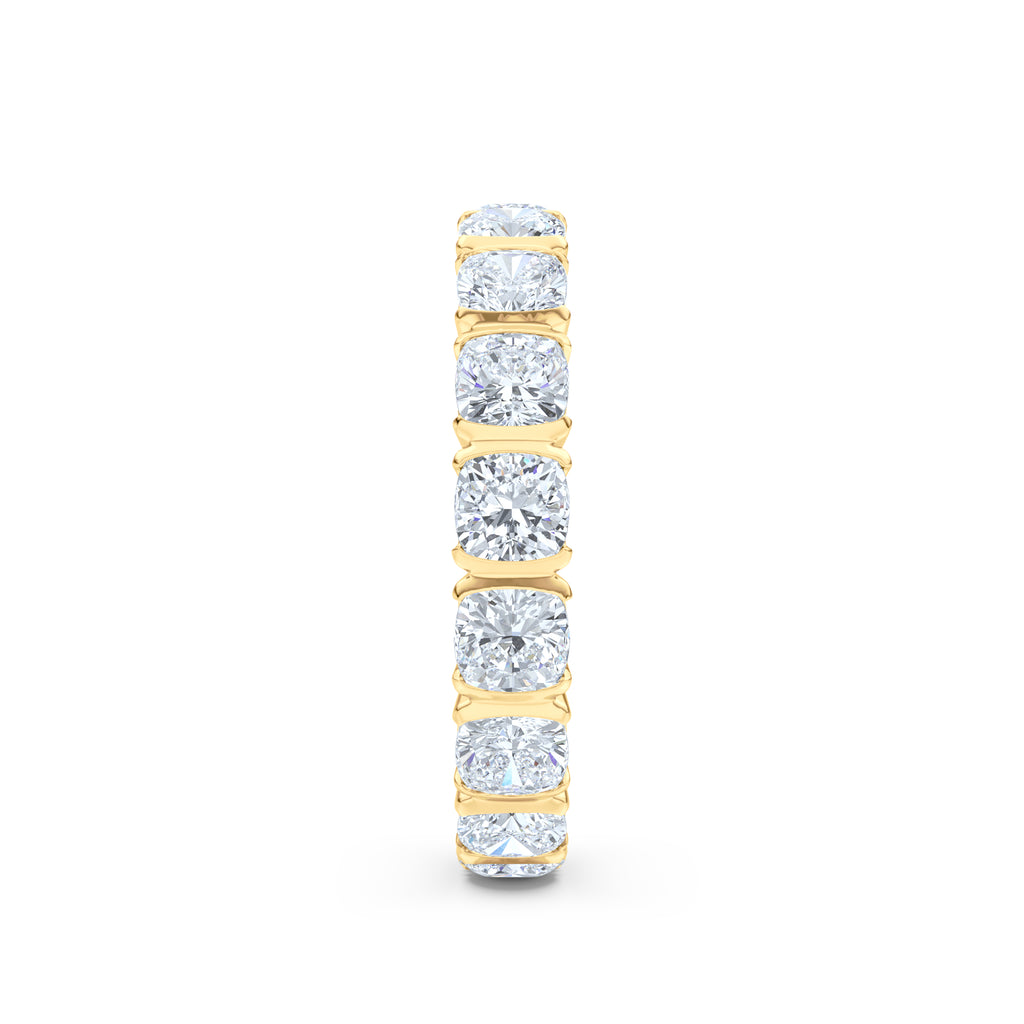 Sempre Bezel Cusion Cut 3.00ct Lab Diamond Eternity Ring in 18K Yellow Gold