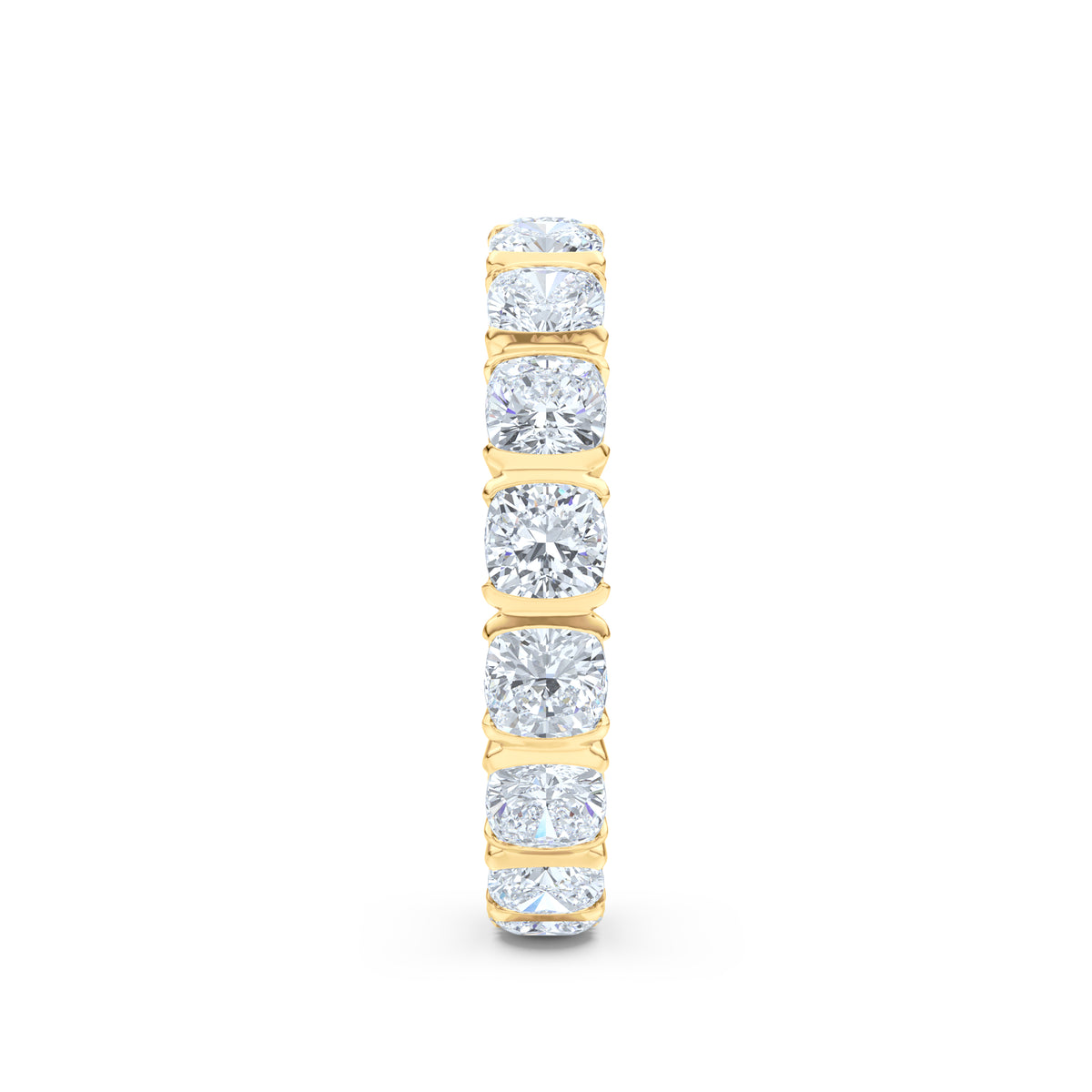 Sempre Bezel Cusion Cut 3.00ct Lab Diamond Eternity Ring in 18K Yellow Gold