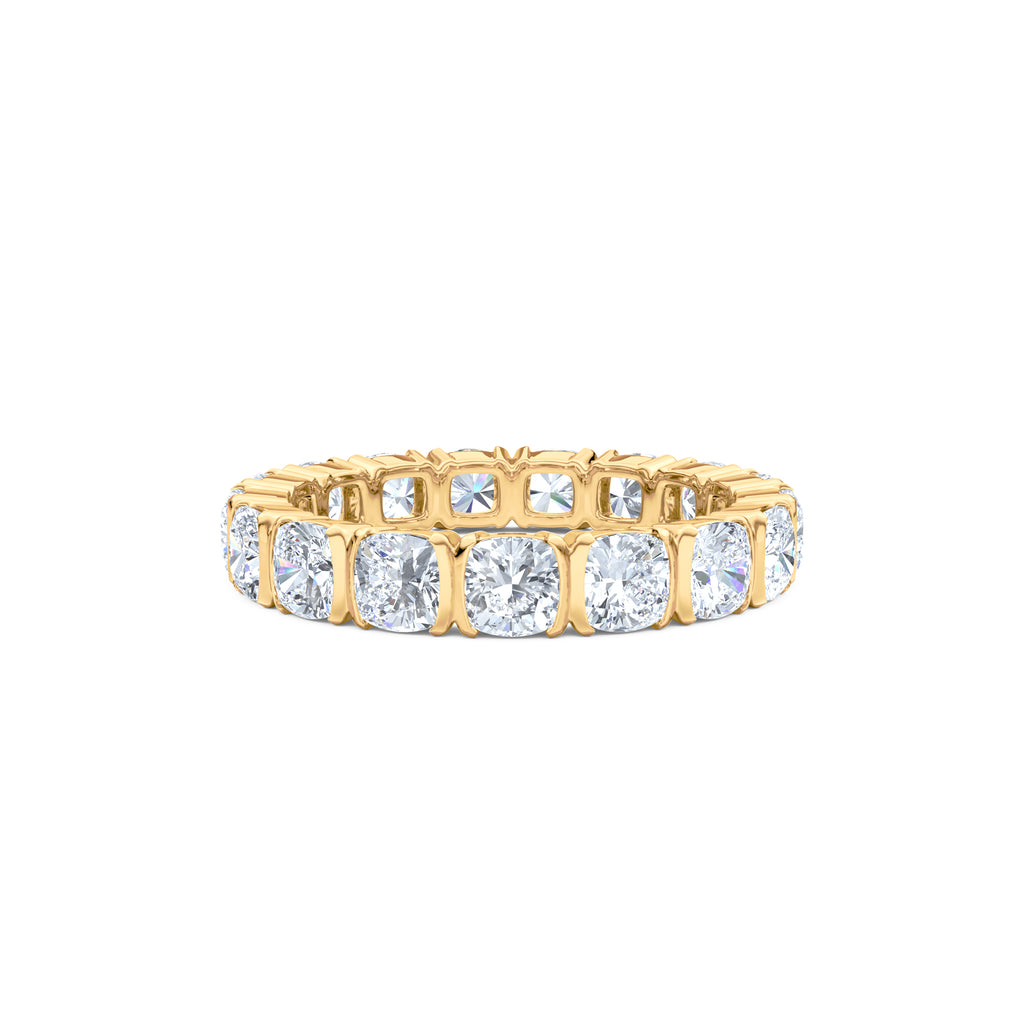 Sempre Bezel Cusion Cut 3.00ct Lab Diamond Eternity Ring in 18K Yellow Gold