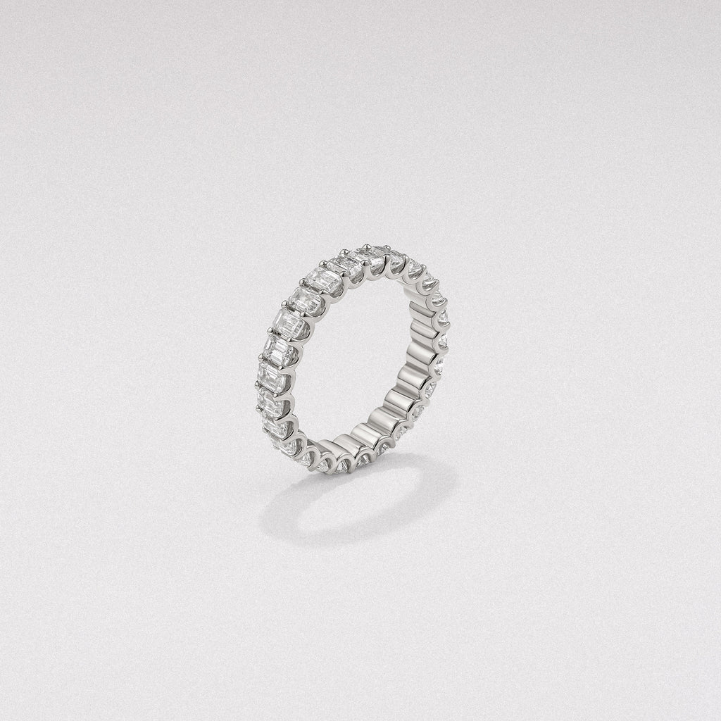 Sempre Emerald Cut 3.00ct Lab Diamond Eternity Ring in 18K White Gold