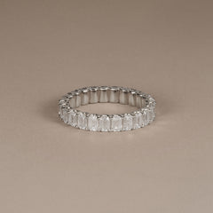 Sempre Emerald Cut 3.00ct Lab Diamond Eternity Ring in 18K White Gold