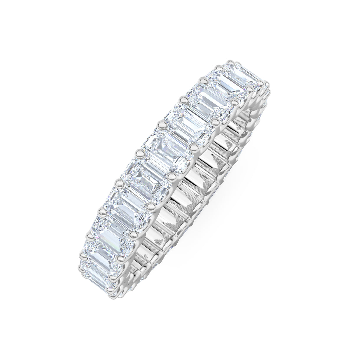 Sempre Emerald Cut 3.00ct Lab Diamond Eternity Ring in 18K White Gold