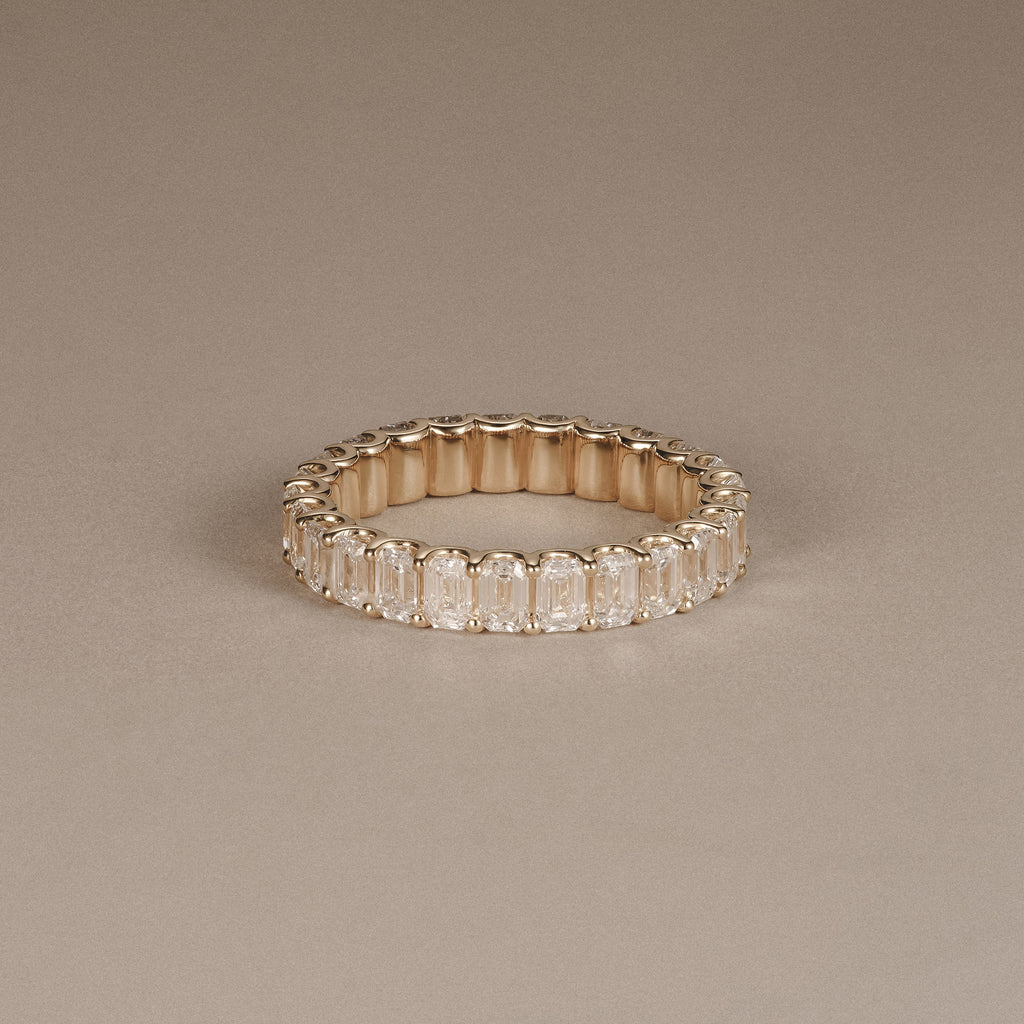 Sempre Emerald Cut 3.00ct Lab Diamond Eternity Ring in 18K Yellow Gold