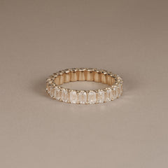 Sempre Emerald Cut 3.00ct Lab Diamond Eternity Ring in 18K Yellow Gold