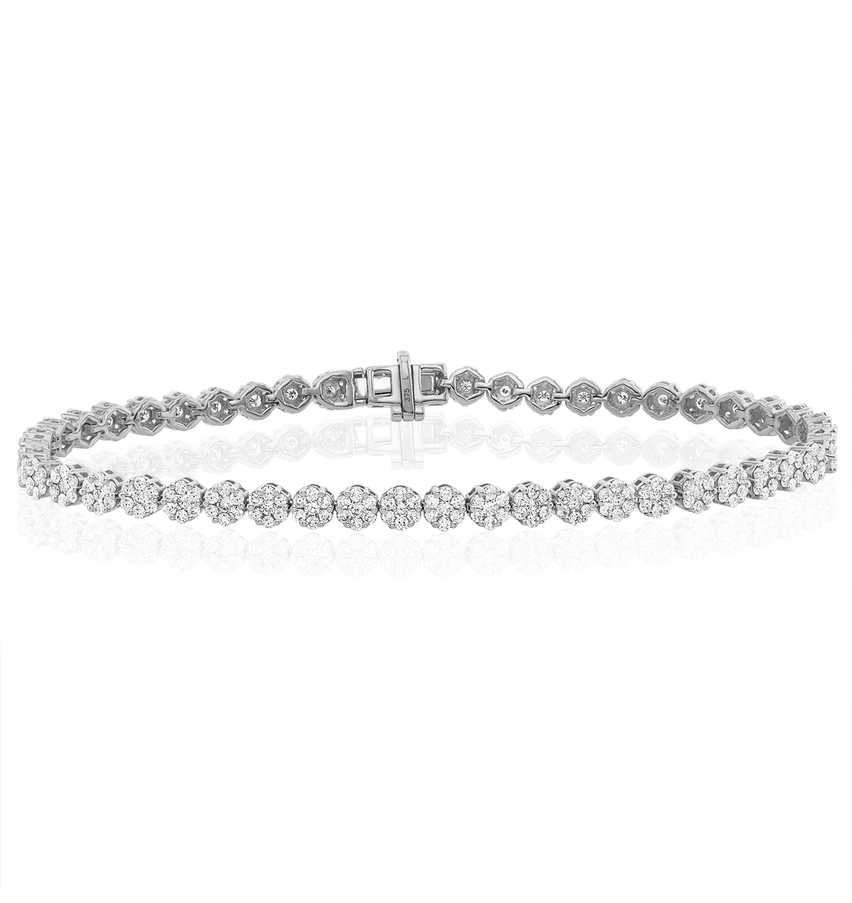 3ct Cluster Lab Tennis Bracelet H Si Set 9K White Gold