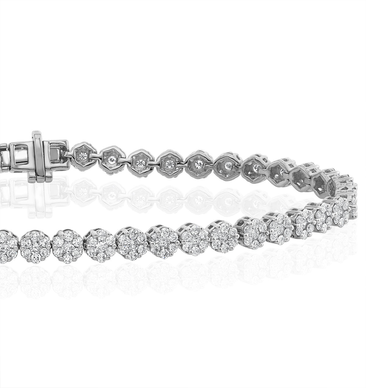3ct Cluster Lab Diamond Tennis Bracelet H/Si Set in 9K White Gold