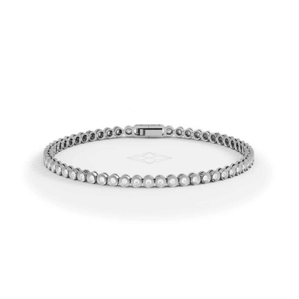 1ct Lab Diamond Tennis Bracelet Rub Over Style in 925 Sterling Silver