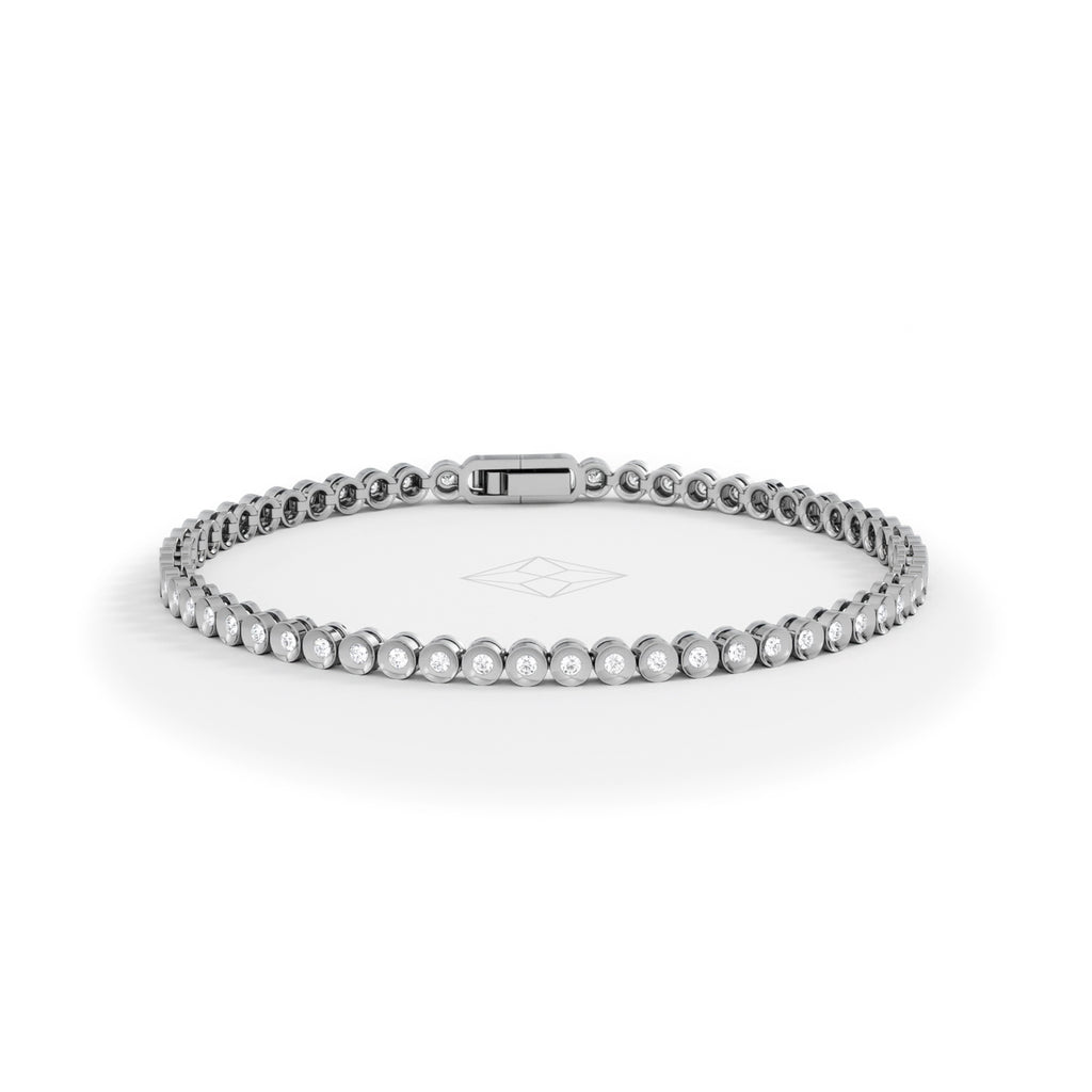 1ct Lab Diamond Tennis Bracelet Rub Over Style in 925 Sterling Silver