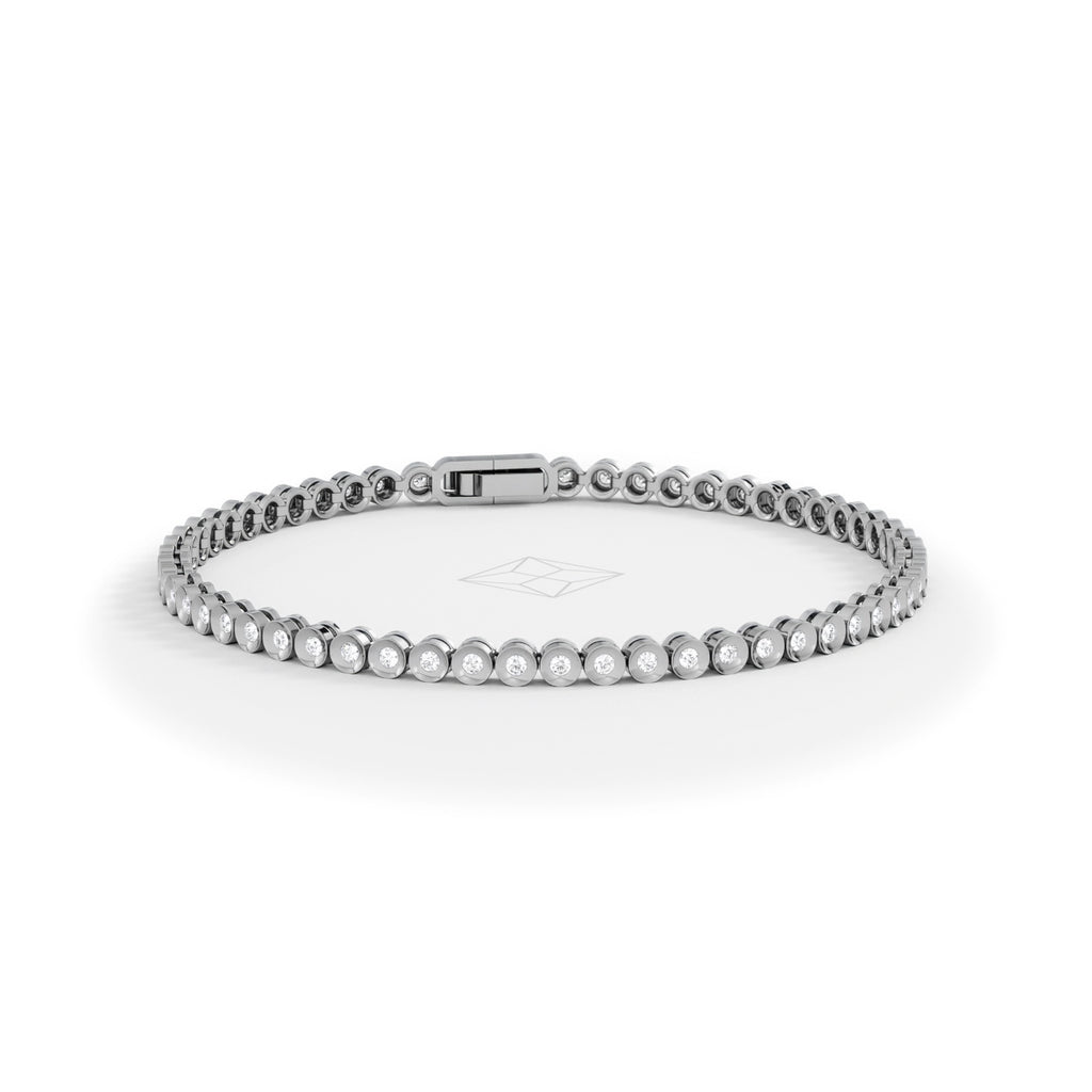 1ct Lab Diamond Tennis Bracelet Rub Over Style in 9K Yellow Gold