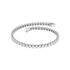1ct Lab Diamond Tennis Bracelet Rub Over Style in 9K White Gold
