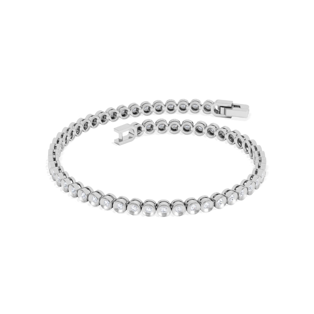 1ct Lab Diamond Tennis Bracelet Rub Over Style in 925 Sterling Silver