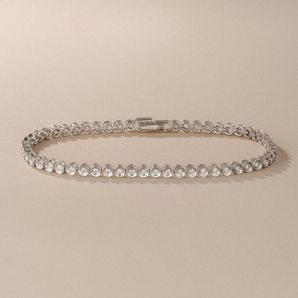 1ct Lab Diamond Tennis Bracelet Rub Over Style in 925 Sterling Silver