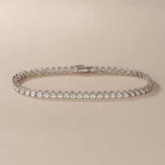 1ct Lab Diamond Tennis Bracelet Rub Over Style in 9K White Gold