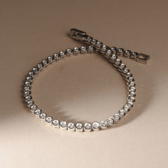 1ct Lab Diamond Tennis Bracelet Rub Over Style in 9K White Gold