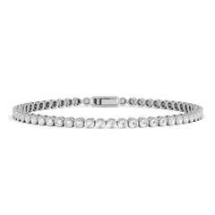 1ct Lab Diamond Tennis Bracelet Rub Over Style in 9K White Gold