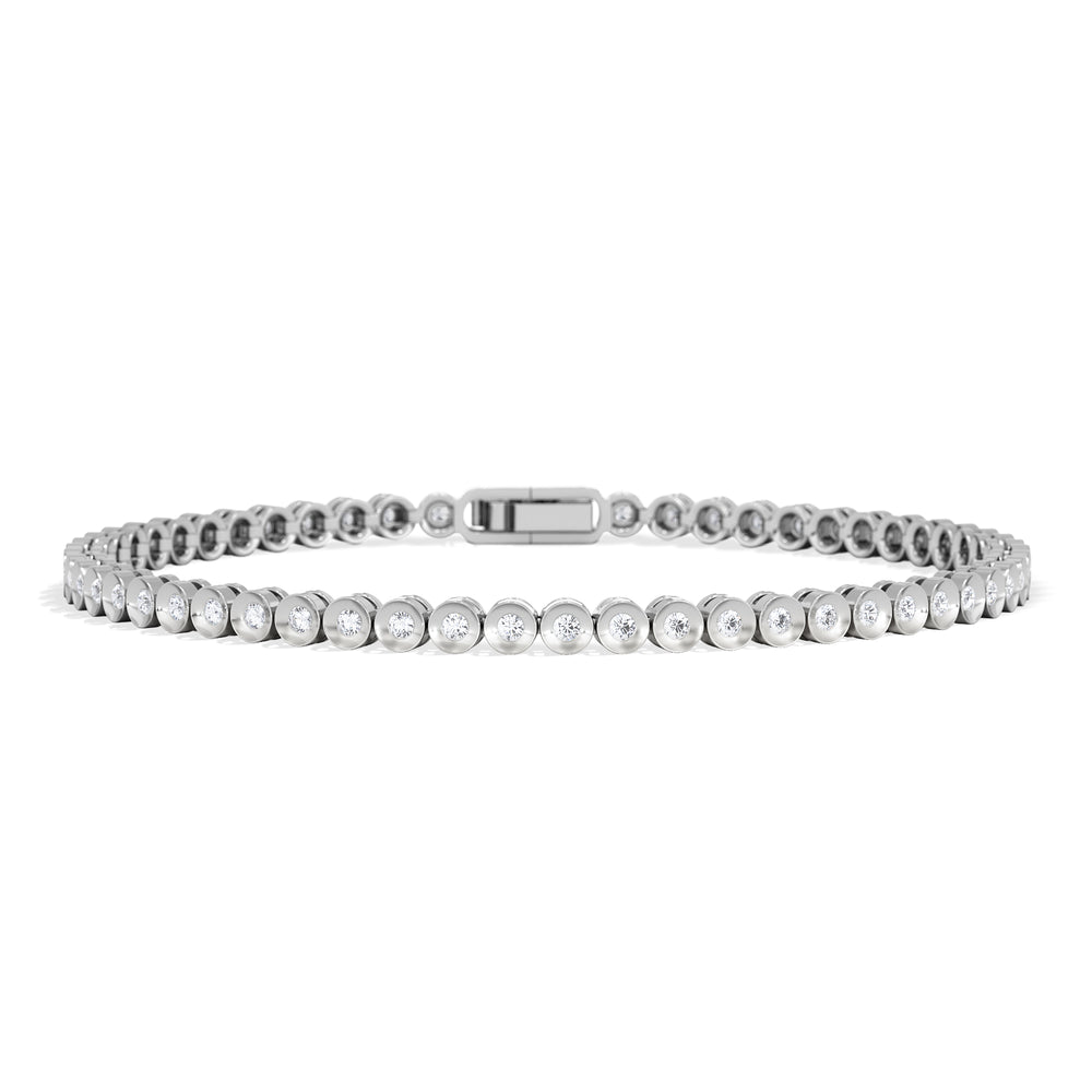 1ct Lab Diamond Tennis Bracelet Rub Over Style in 925 Sterling Silver