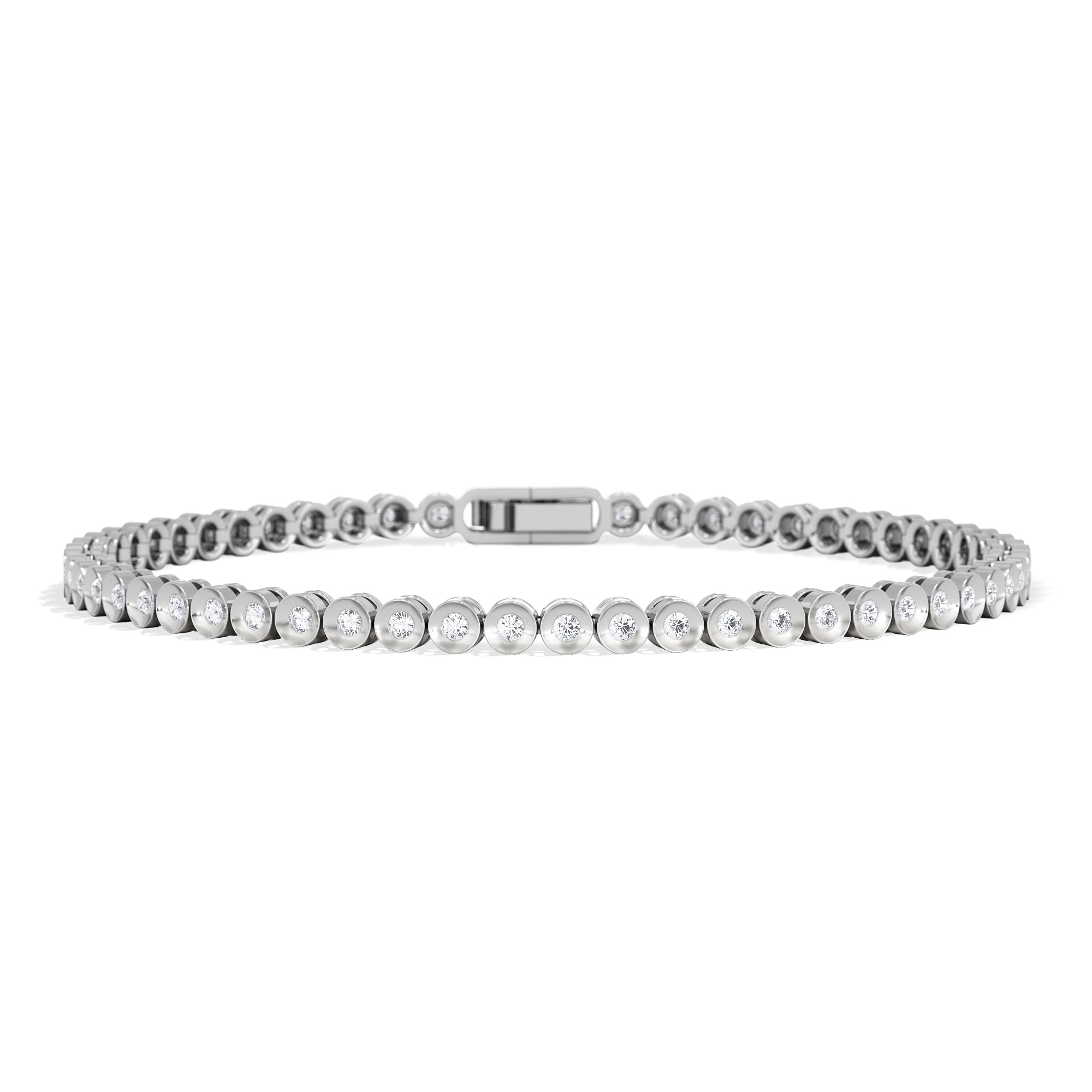 1ct Lab Diamond Tennis Bracelet Rub Over Style in 925 Sterling Silver